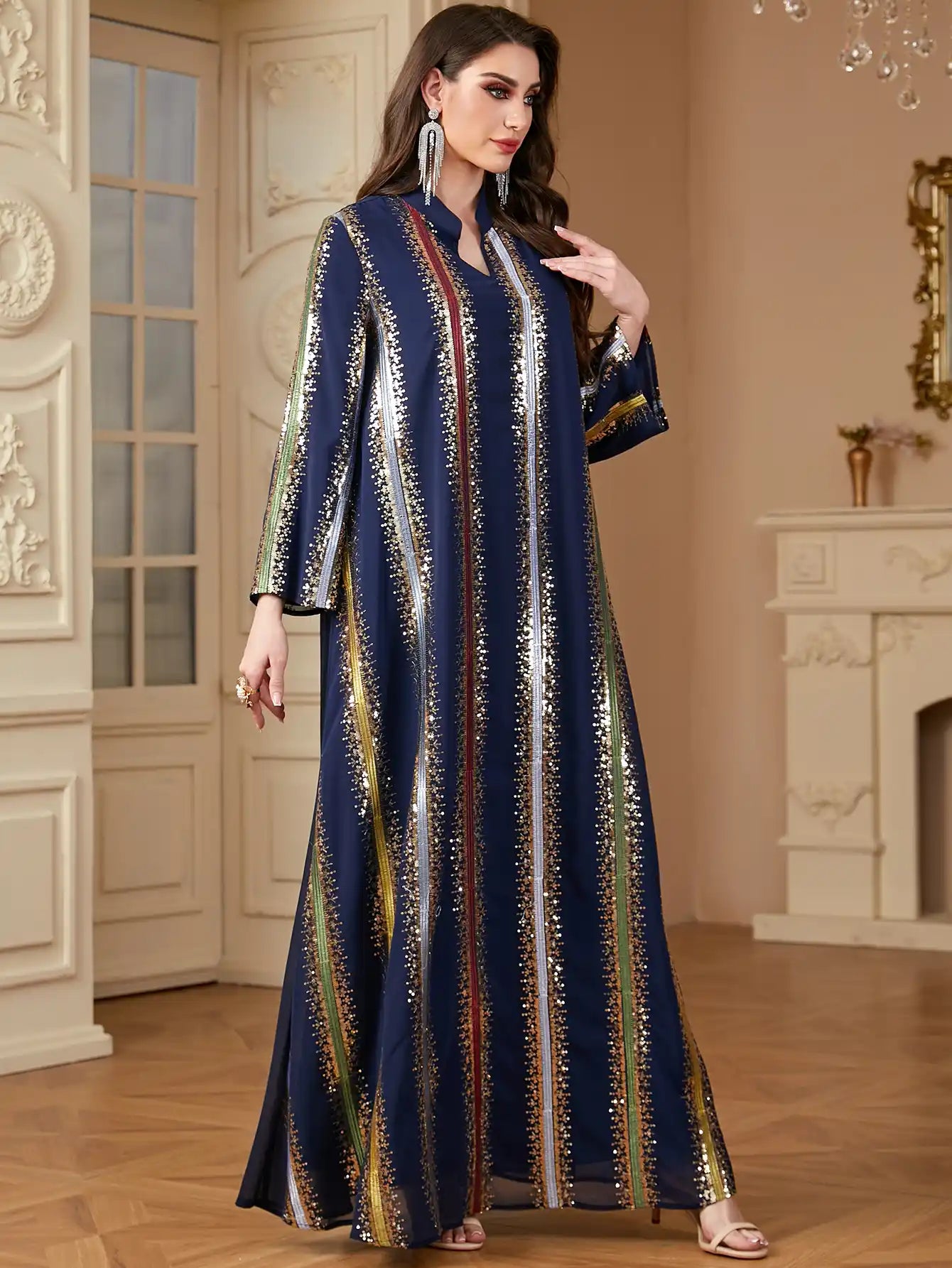 4170 Arab Robe Women's Chiffon Embroidered Muslim Dress