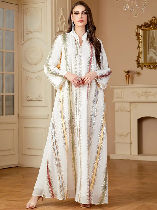 4170 Arab Robe Women's Chiffon Embroidered Muslim Dress