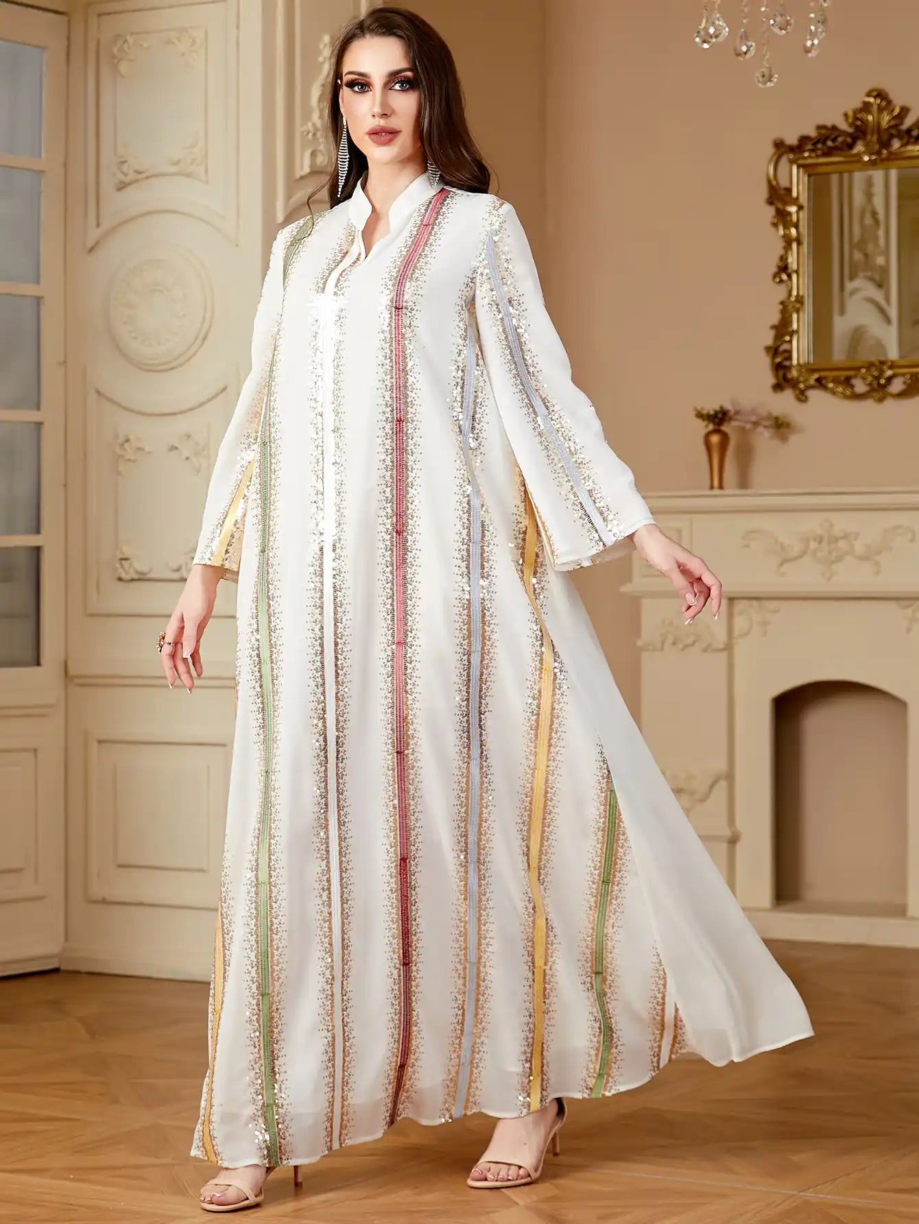 4170 Arab Robe Women's Chiffon Embroidered Muslim Dress