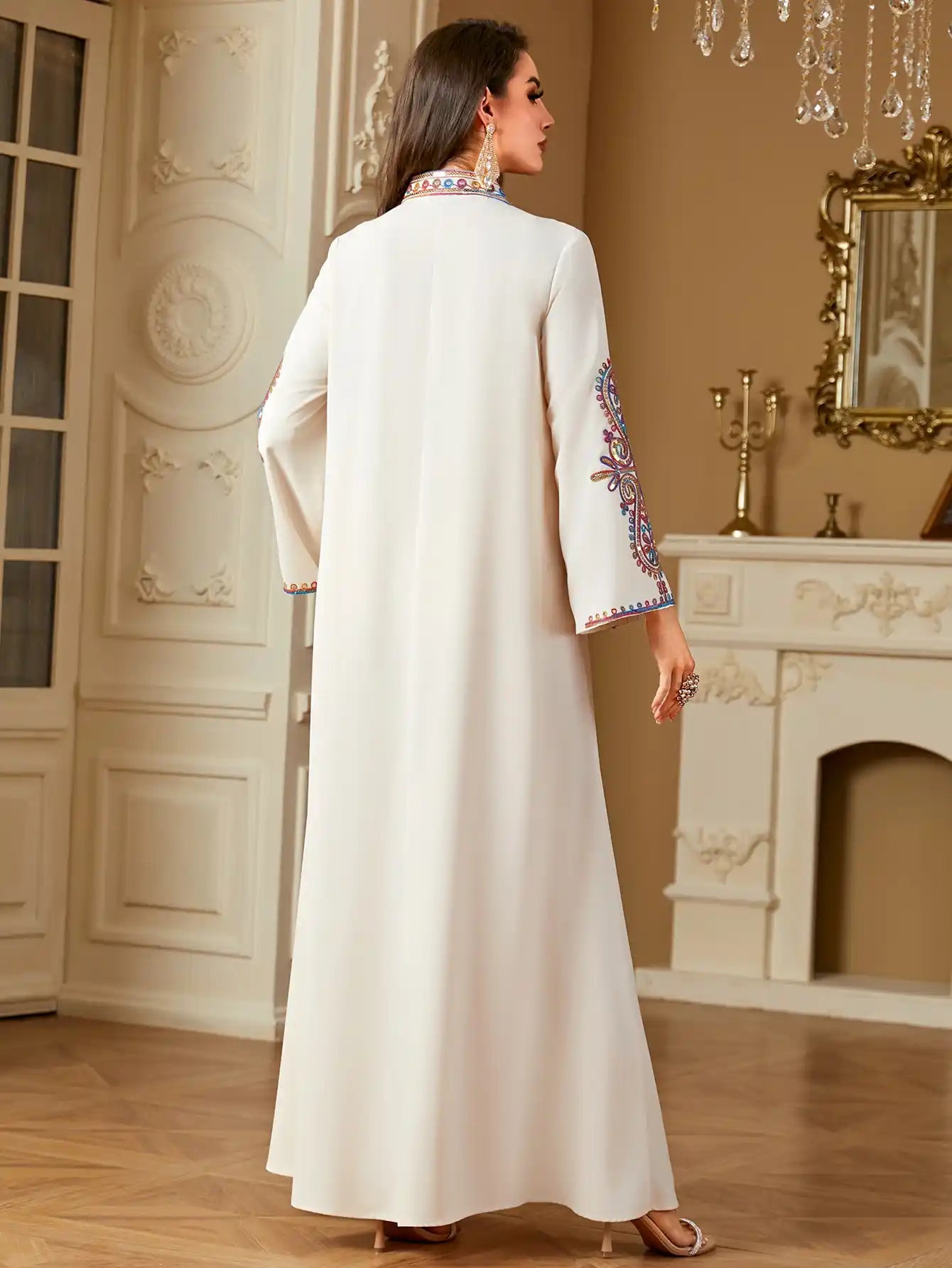 4221 Muslim Elegant Beaded Embroidered Arabic Dress