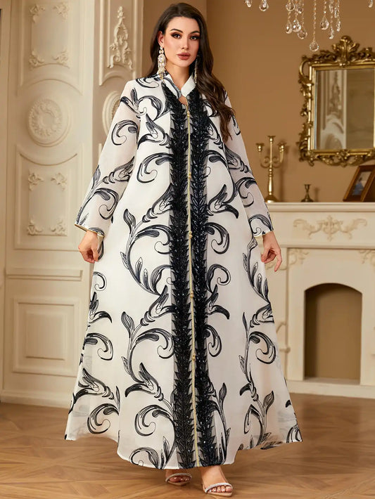 4225 Embroidered Women's Arab Robe Abaya Dress