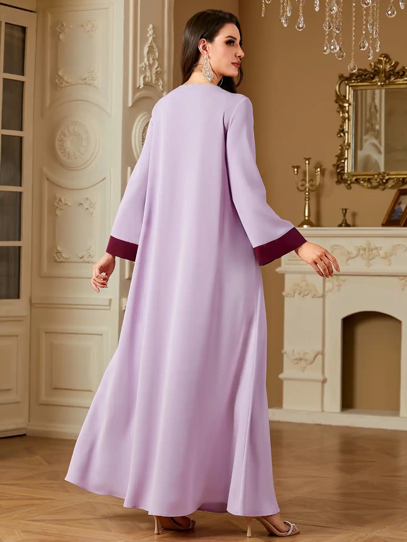 4254 Button Embroidered Abaya Robe Kaftans