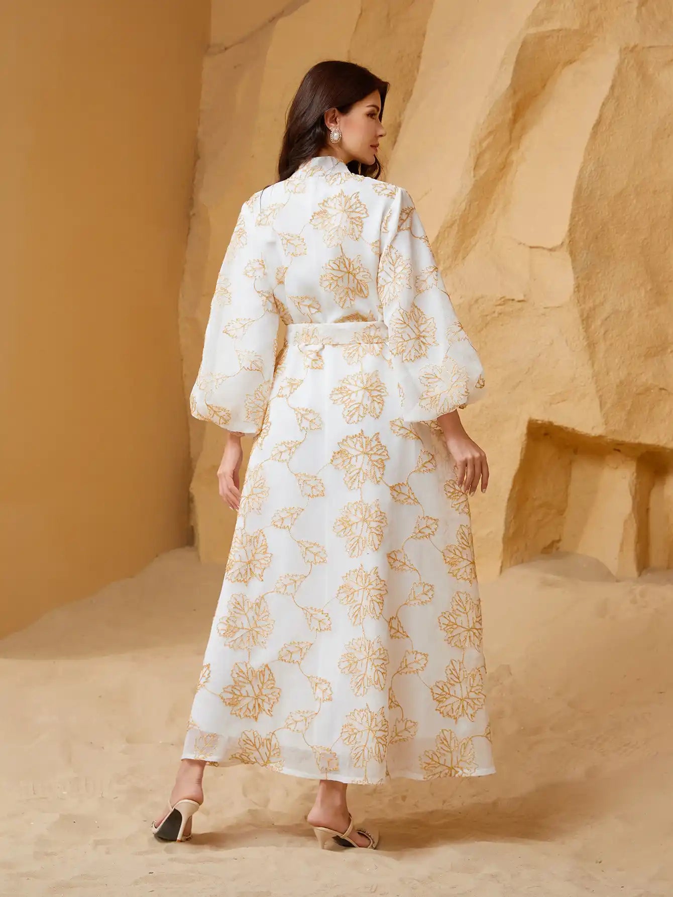 NC28 Islamic Robe Puff Sleeve Dress