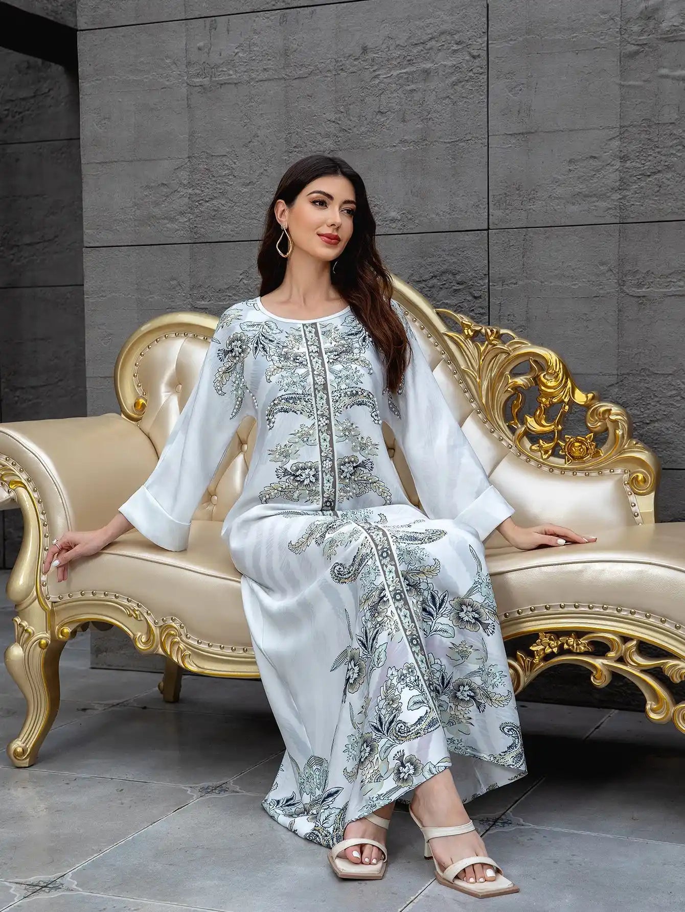 SW1111 Kaftan Diamond Printed Robe dress
