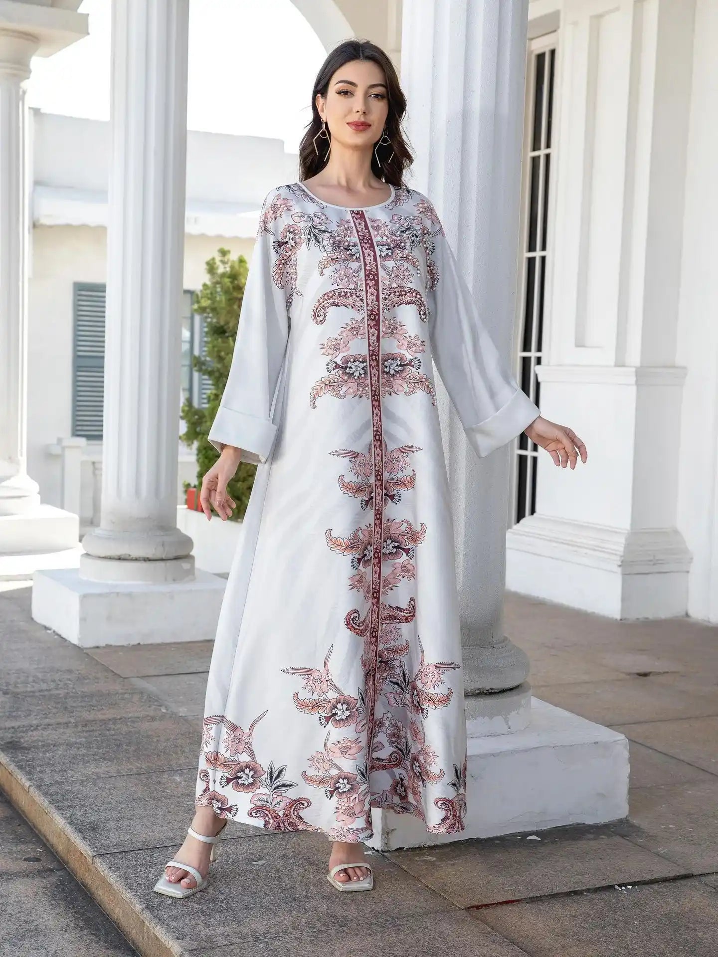 SW1111 Kaftan Diamond Printed Robe dress