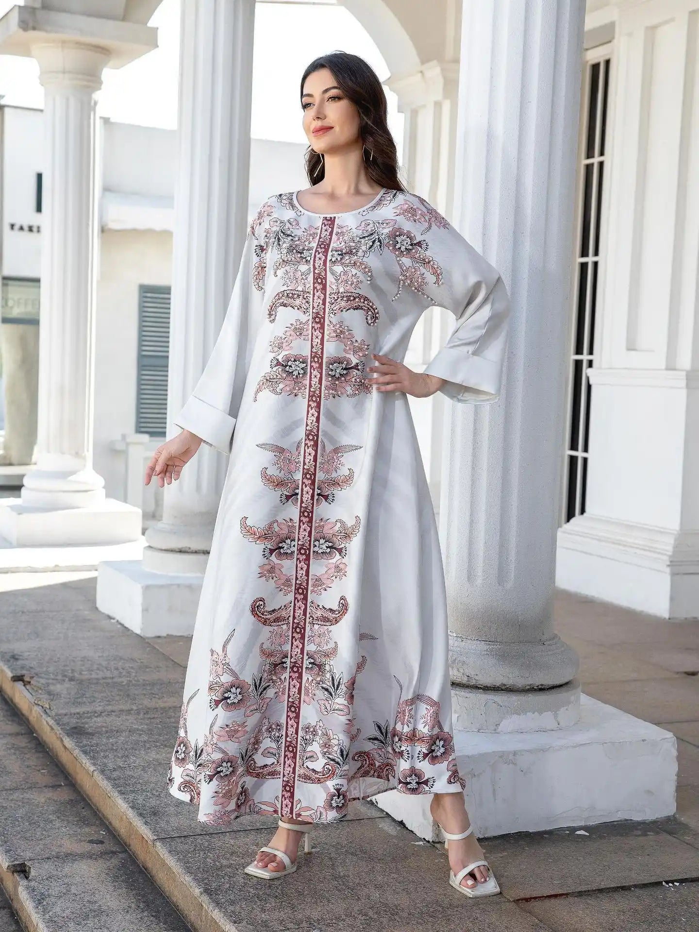 SW1111 Kaftan Diamond Printed Robe dress