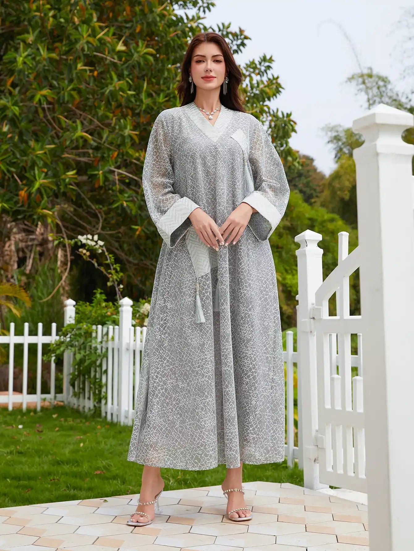 SW71 Abaya Robe Mesh Tassel Pendant Islamic Robe