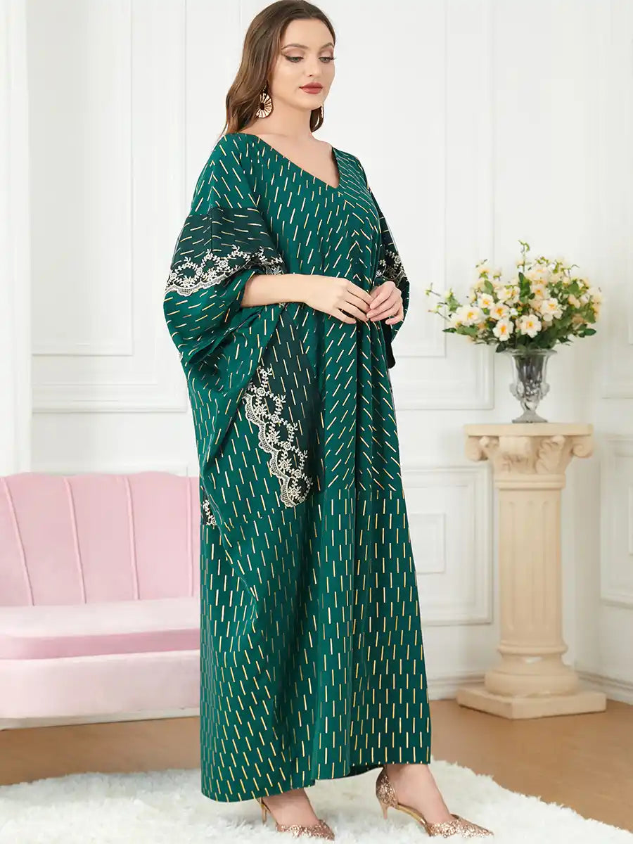 3101 Muslim Robe Gold Stamping Embroidery Dubai Dress