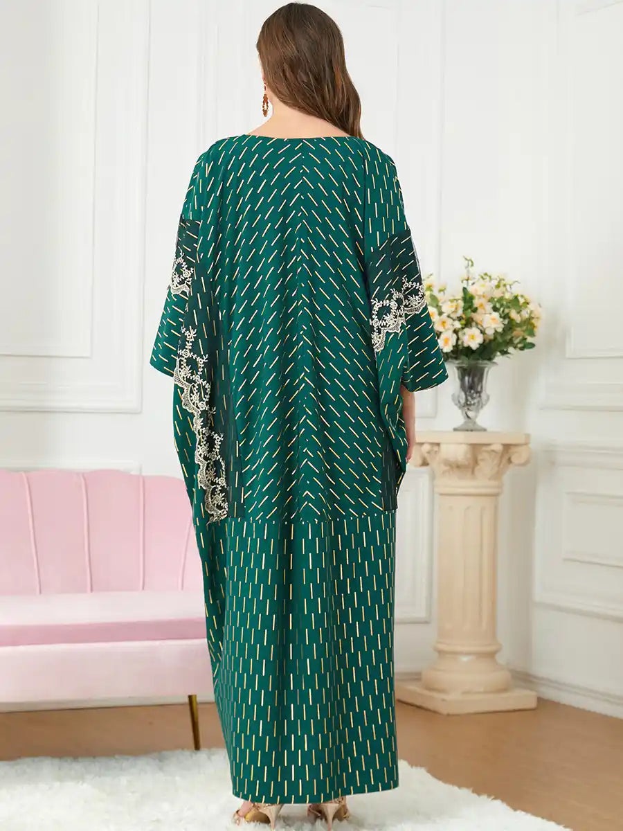 3101 Muslim Robe Gold Stamping Embroidery Dubai Dress