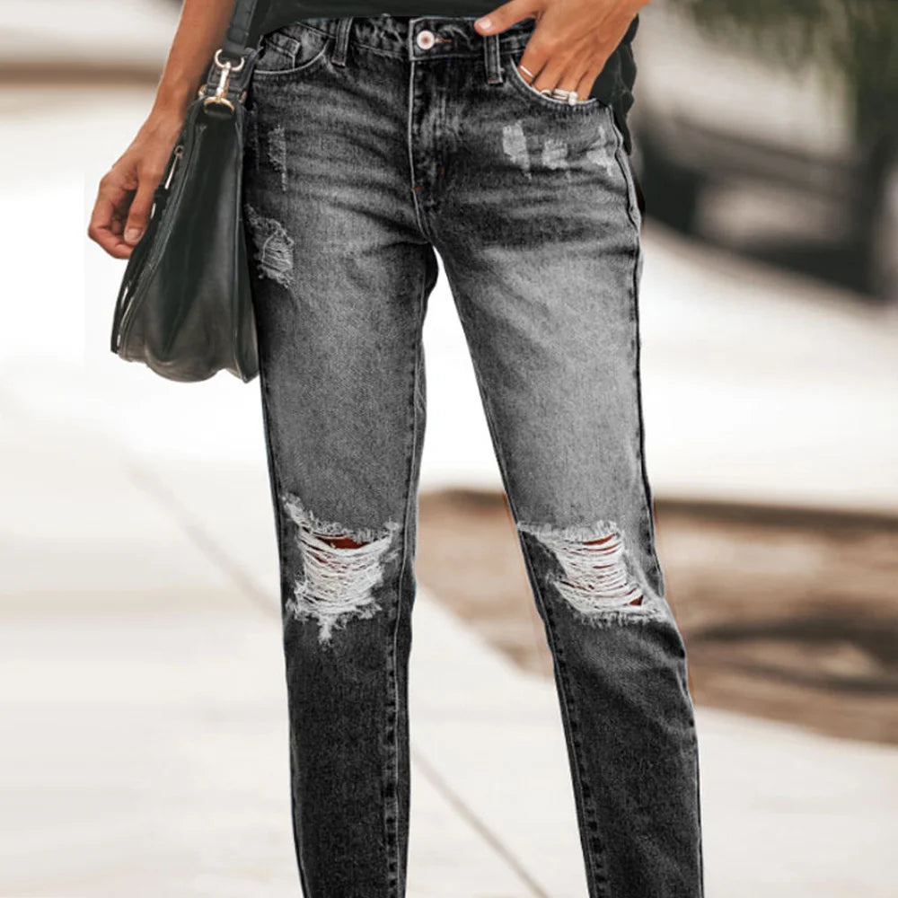 Summer Jeans Elegant Ripped Trousers