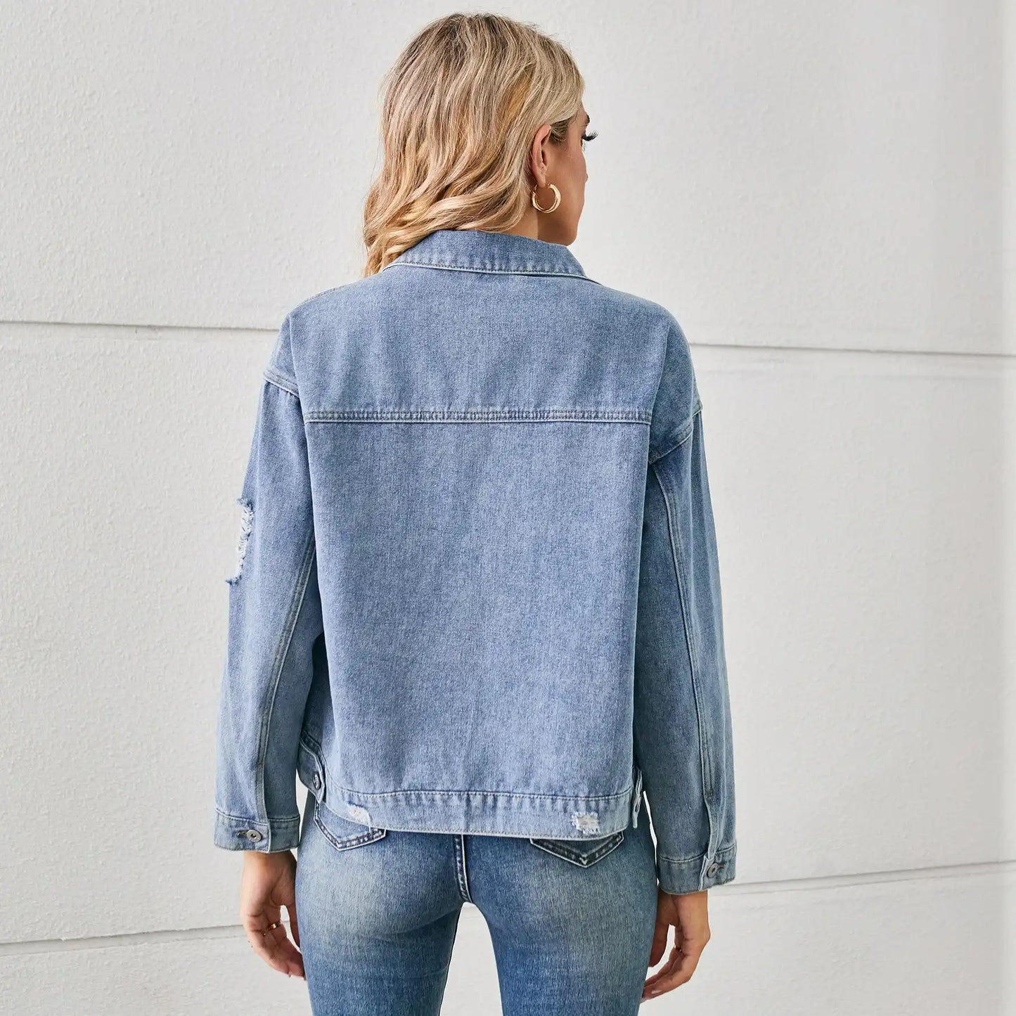 Leopard Print Denim Top Casual Jeans Jacket