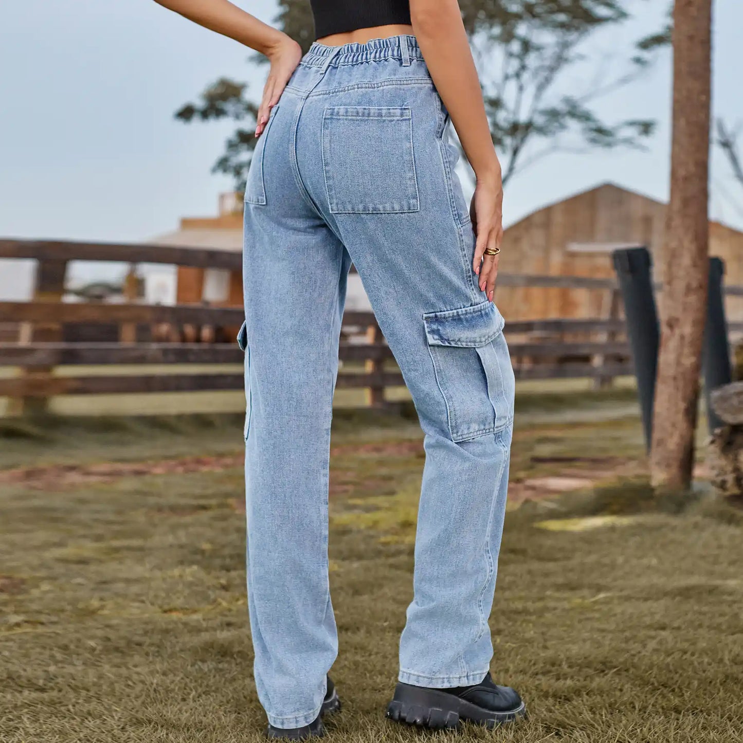 Semi-elastic Denim Work Wear Casual Jeans Pants