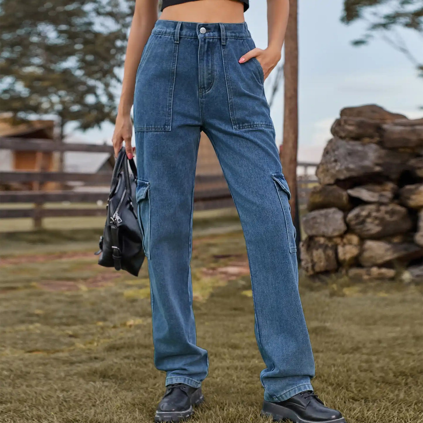 Semi-elastic Denim Work Wear Casual Jeans Pants