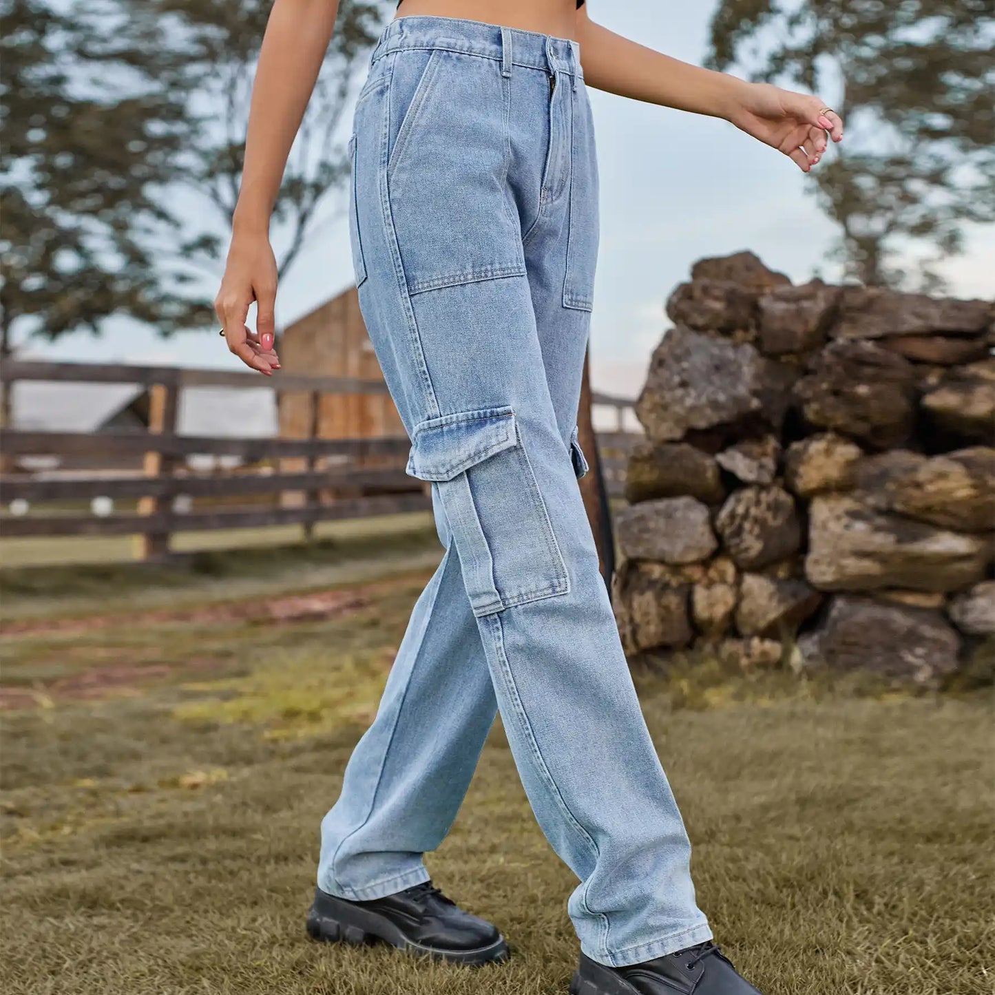 Semi-elastic Denim Work Wear Casual Jeans Pants