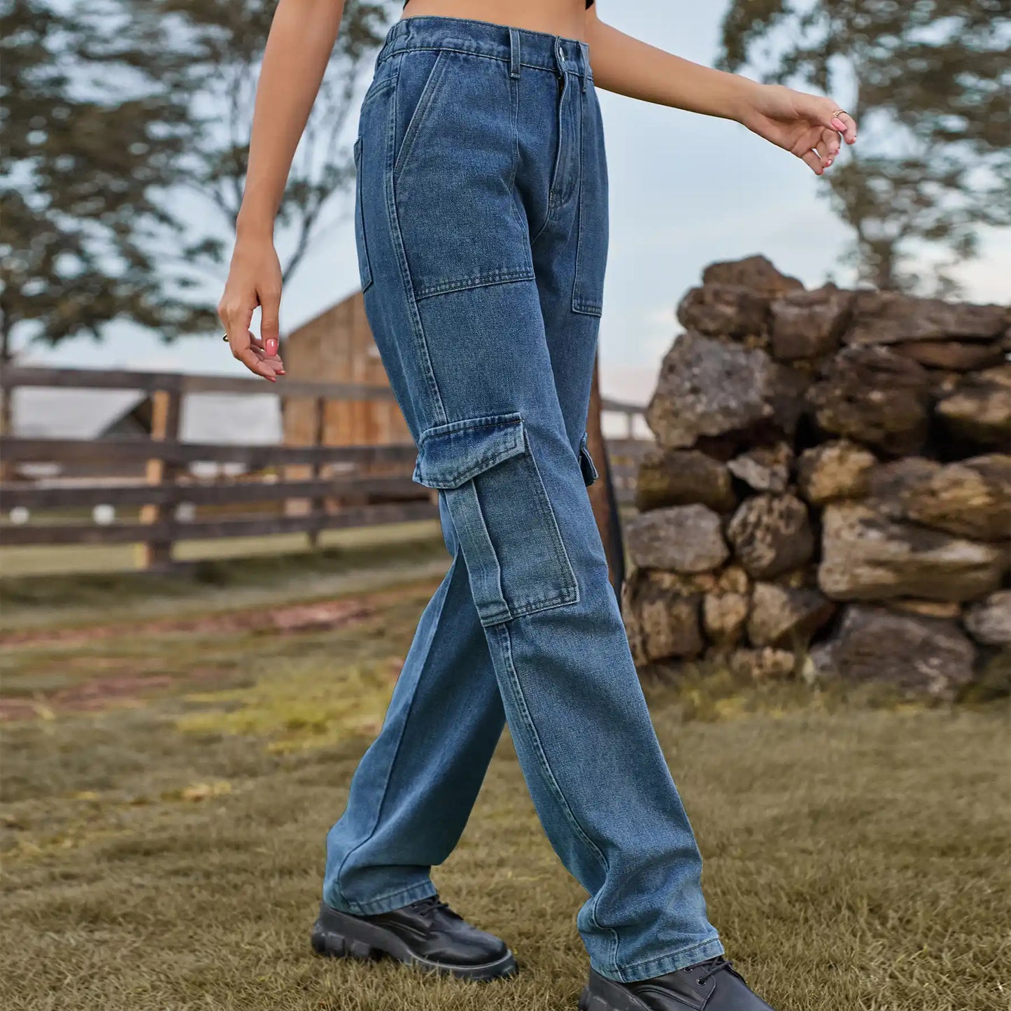 Semi-elastic Denim Work Wear Casual Jeans Pants