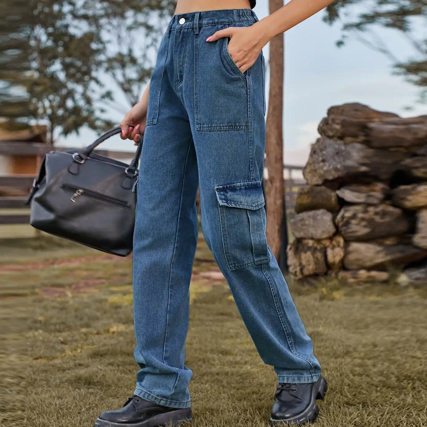 Semi-elastic Denim Work Wear Casual Jeans Pants