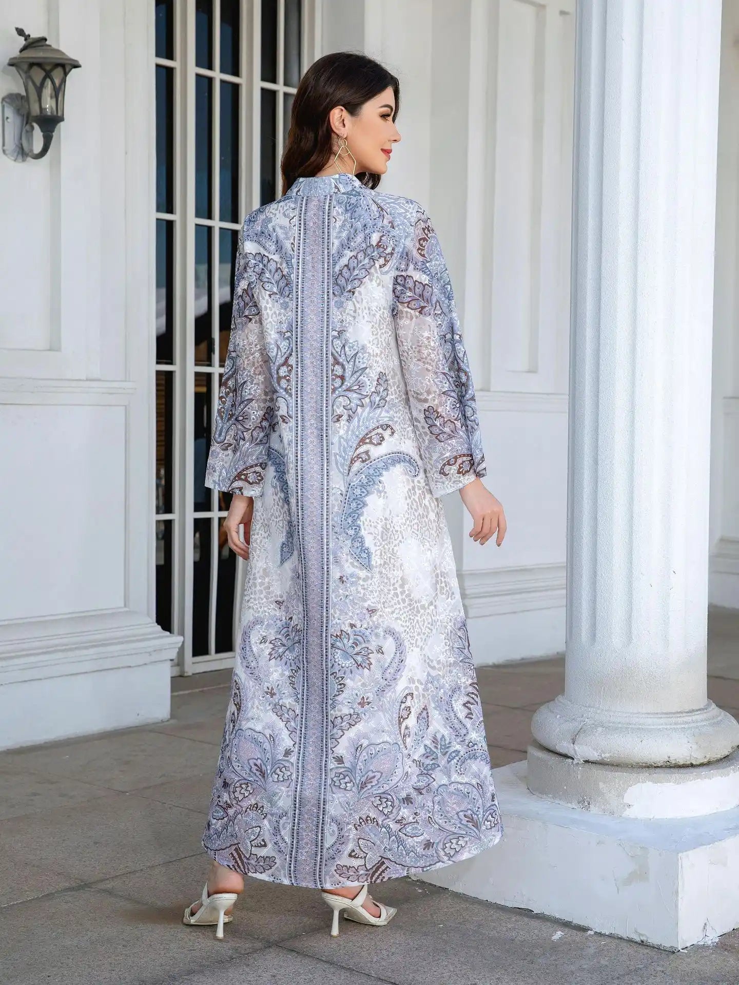 241111 Abayas Robe Embroidery Print Diamonded Dress