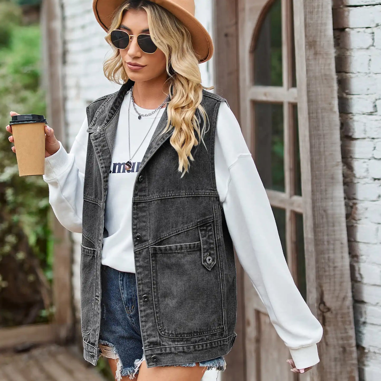 Loose Denim Vest Waistcoat