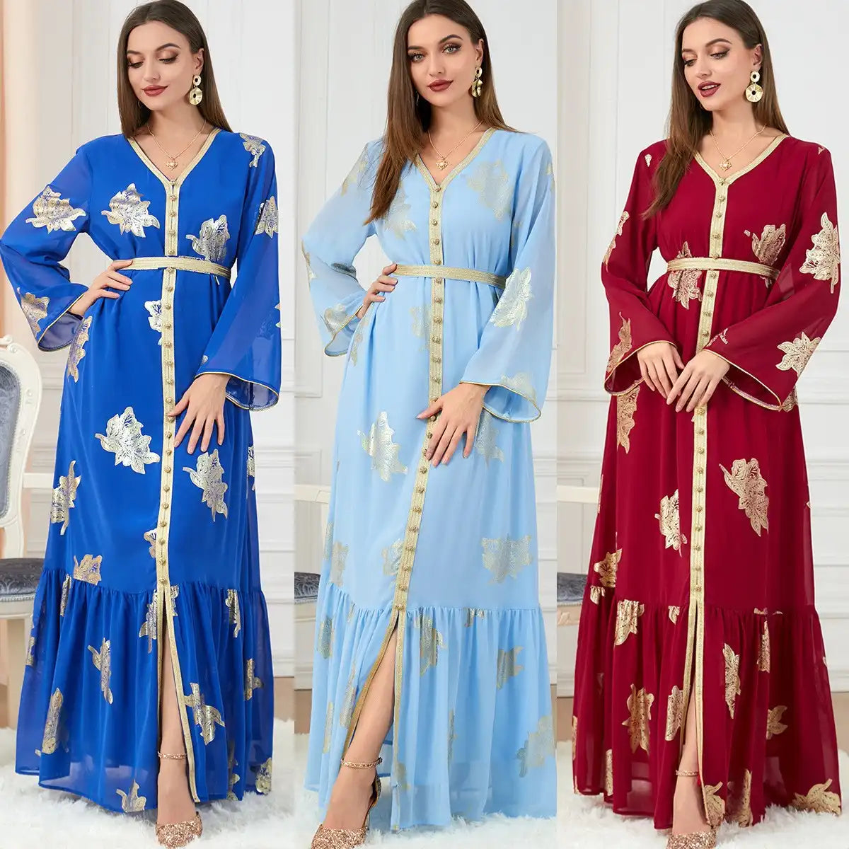 3203 Moroccan Clothing Women's Muslim Abaya Four Seasons Dress