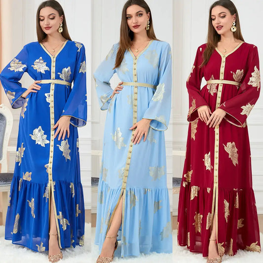 3203 Moroccan Clothing Women's Muslim Abaya Four Seasons Dress