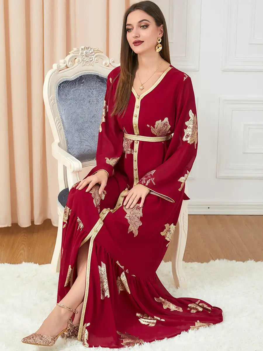 3203 Moroccan Clothing Women's Muslim Abaya Four Seasons Dress