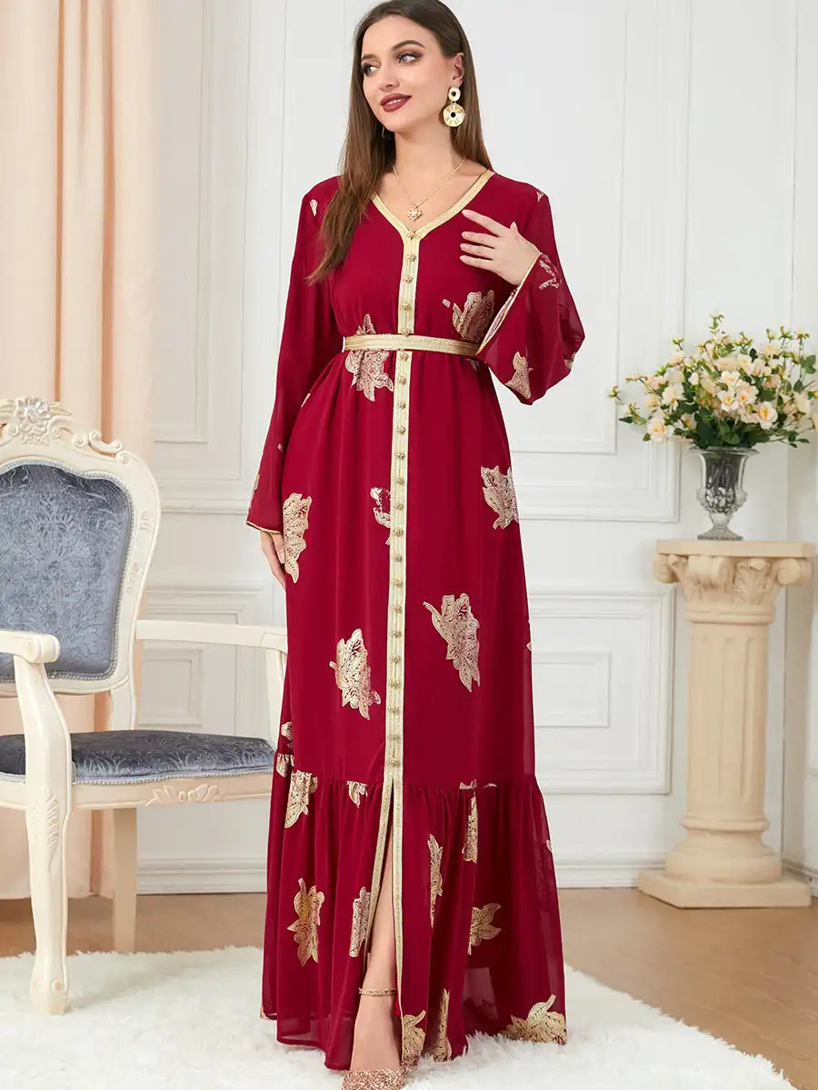 3203 Moroccan Clothing Women's Muslim Abaya Four Seasons Dress