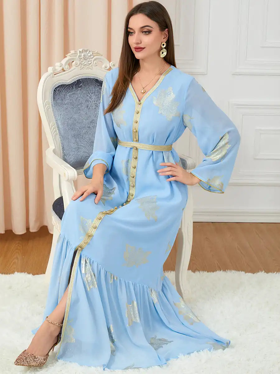 3203 Moroccan Clothing Women's Muslim Abaya Four Seasons Dress