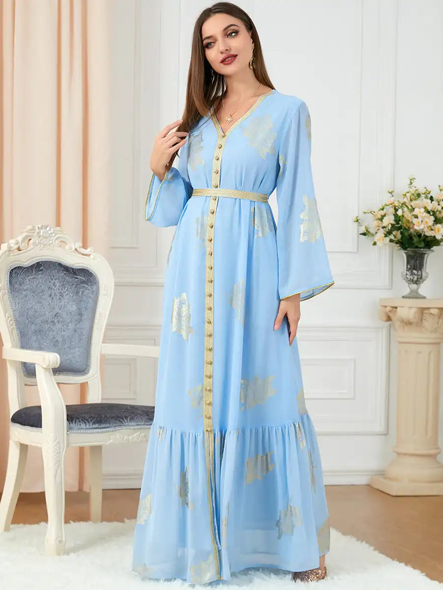 3203 Moroccan Clothing Women's Muslim Abaya Four Seasons Dress