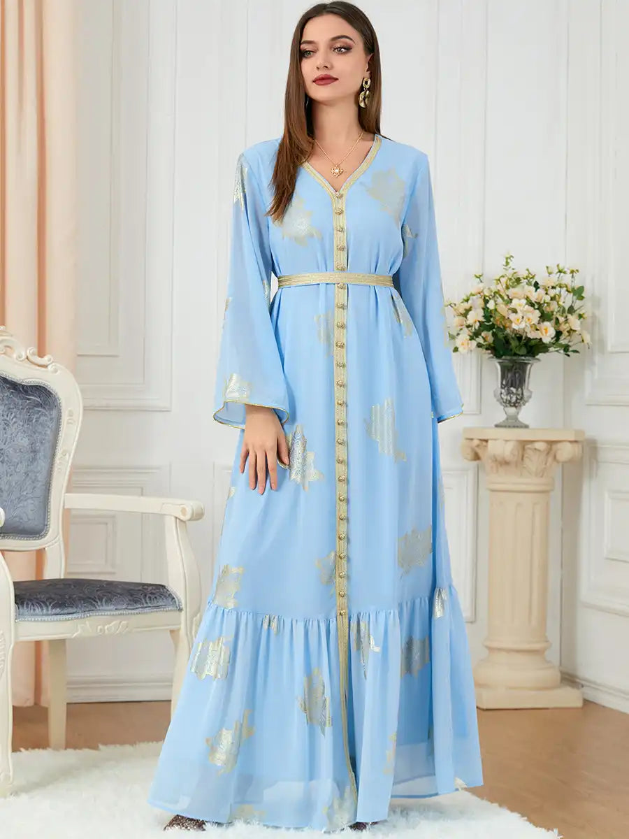 3203 Moroccan Clothing Women's Muslim Abaya Four Seasons Dress