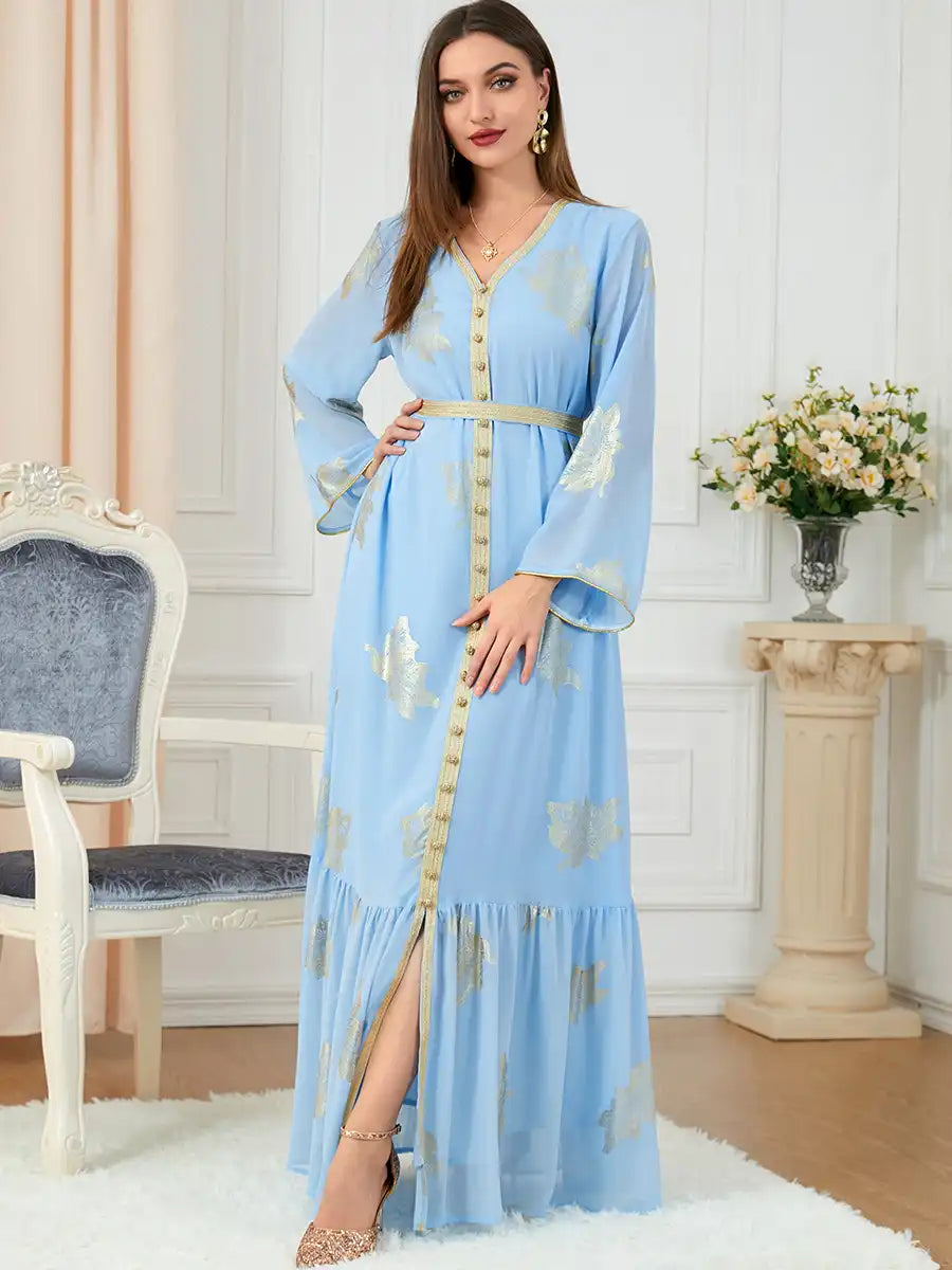 3203 Moroccan Clothing Women's Muslim Abaya Four Seasons Dress