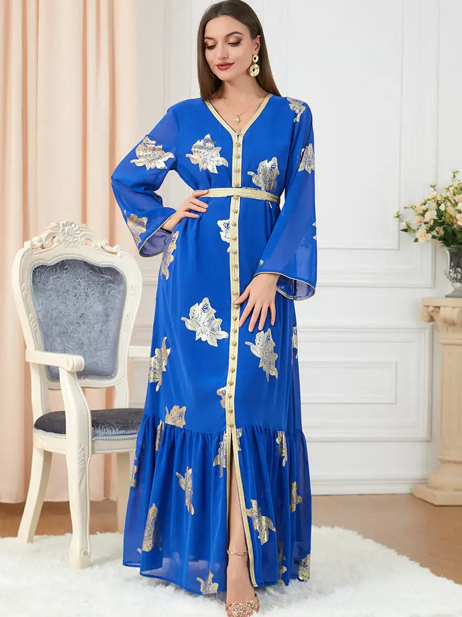 3203 Moroccan Clothing Women's Muslim Abaya Four Seasons Dress