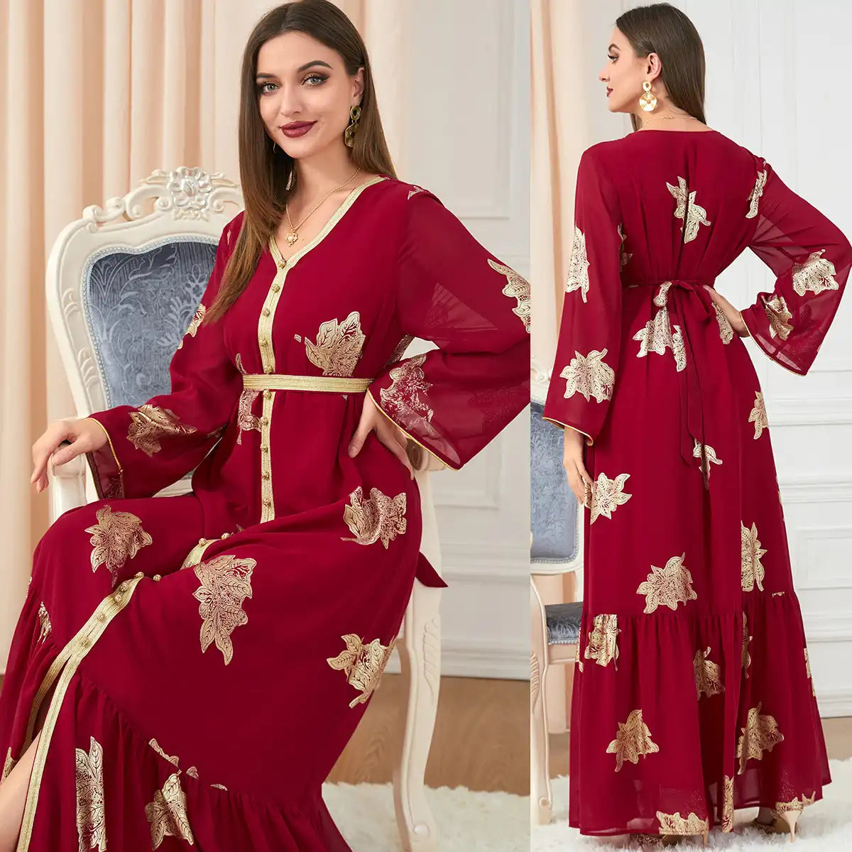 3203 Moroccan Clothing Women's Muslim Abaya Four Seasons Dress