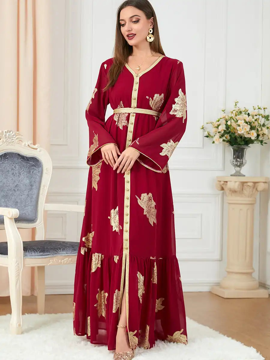 3203 Moroccan Clothing Women's Muslim Abaya Four Seasons Dress