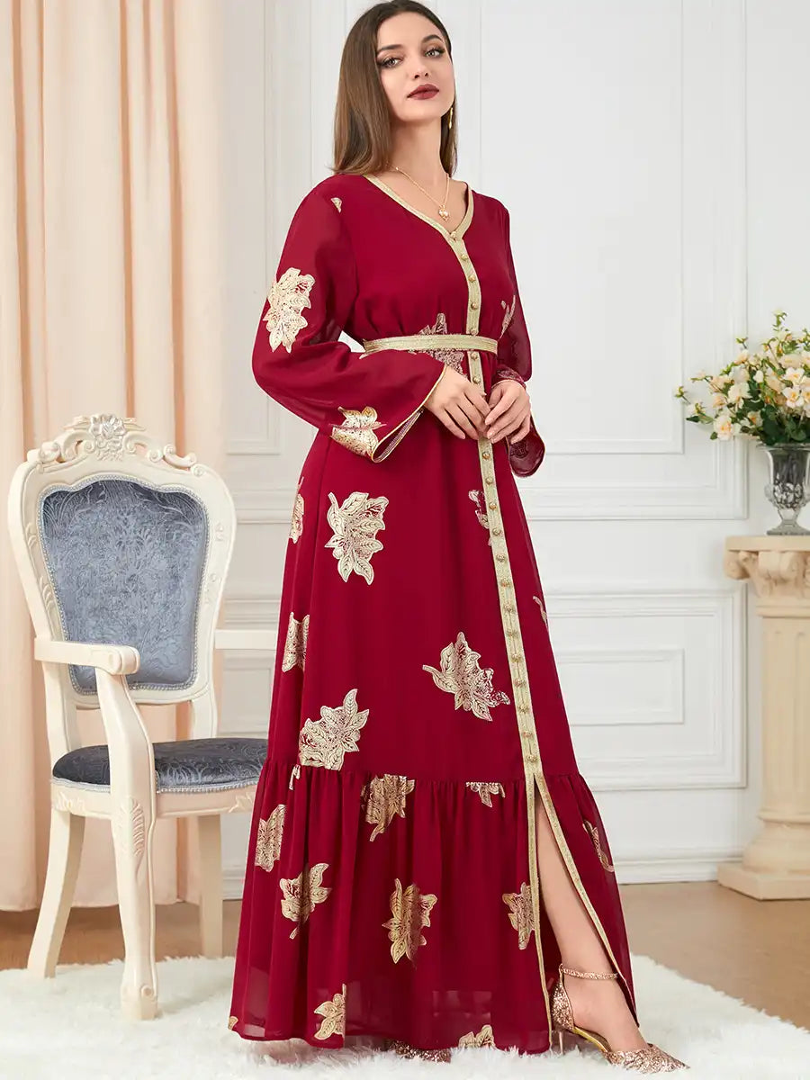 3203 Moroccan Clothing Women's Muslim Abaya Four Seasons Dress