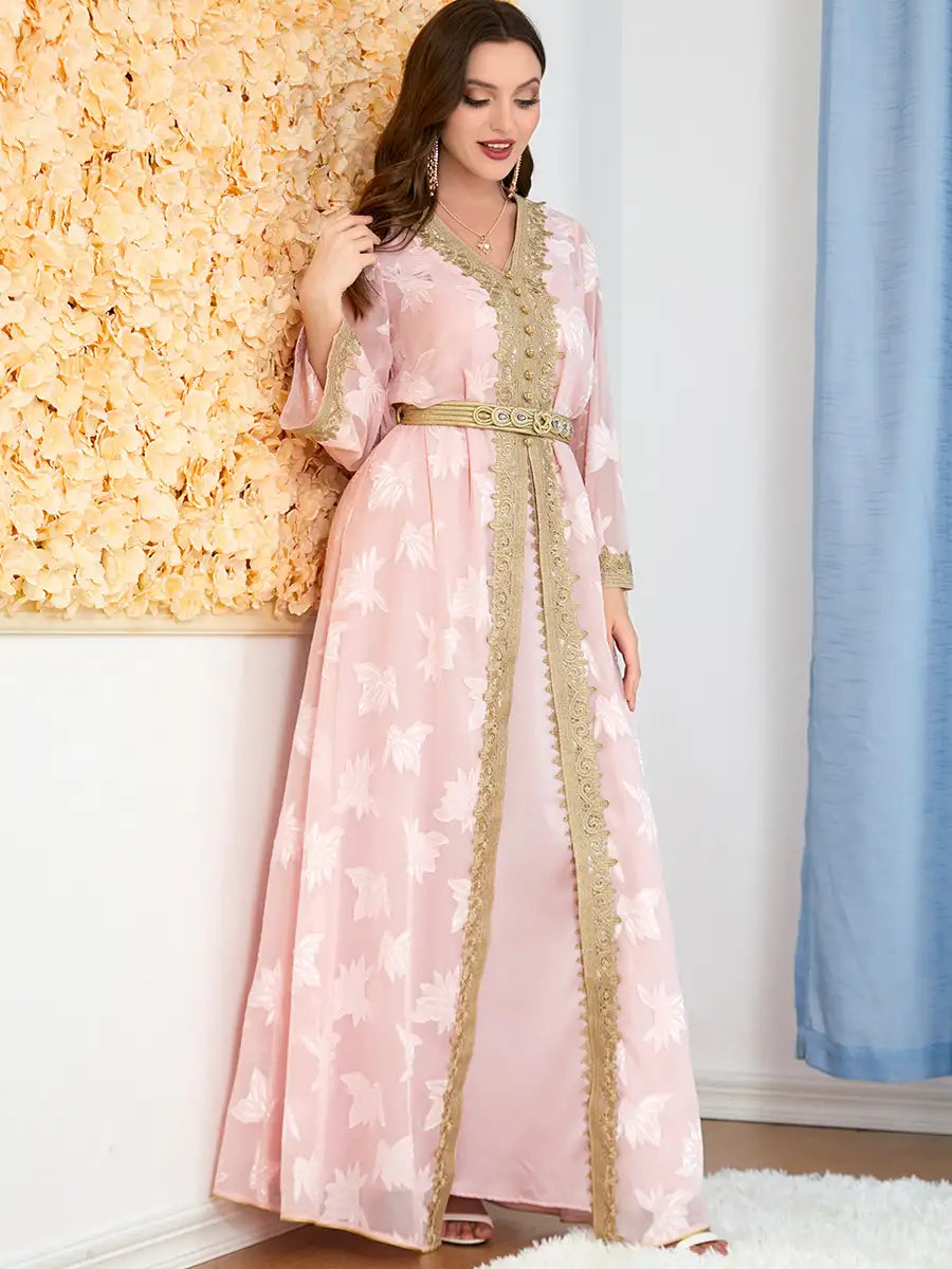 3213 Arab Abaya Women's Moroccan Two-piece Dress