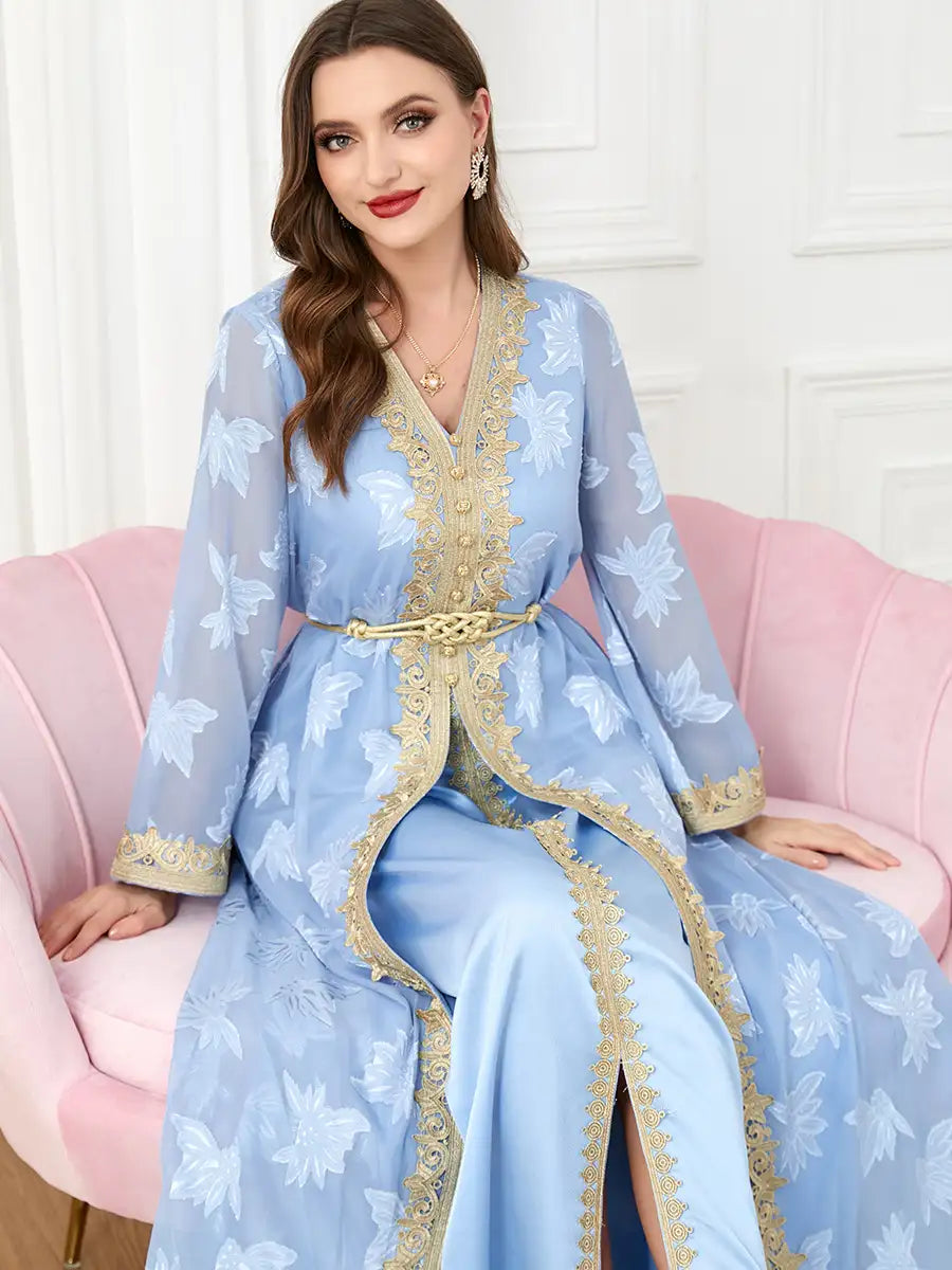 3213 Arab Abaya Women's Moroccan Two-piece Dress