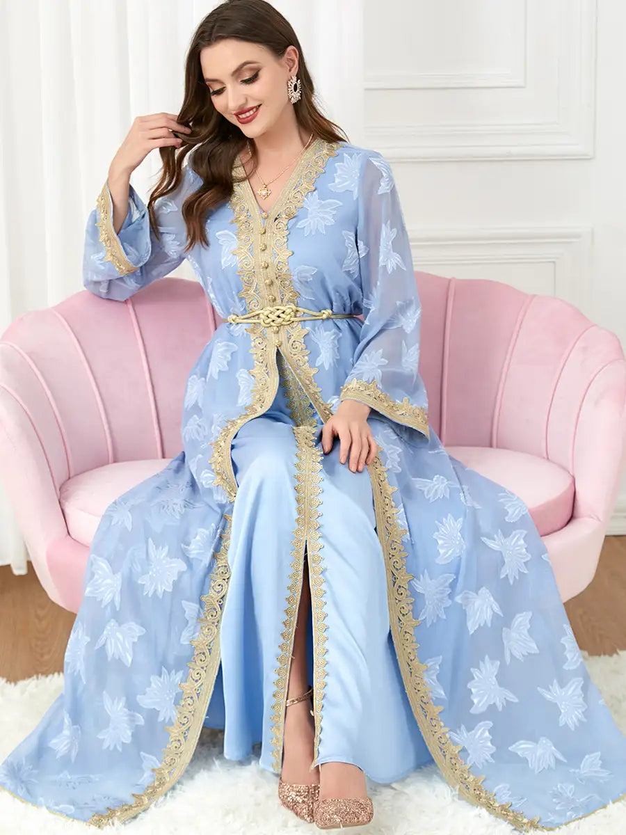 3213 Arab Abaya Women's Moroccan Two-piece Dress