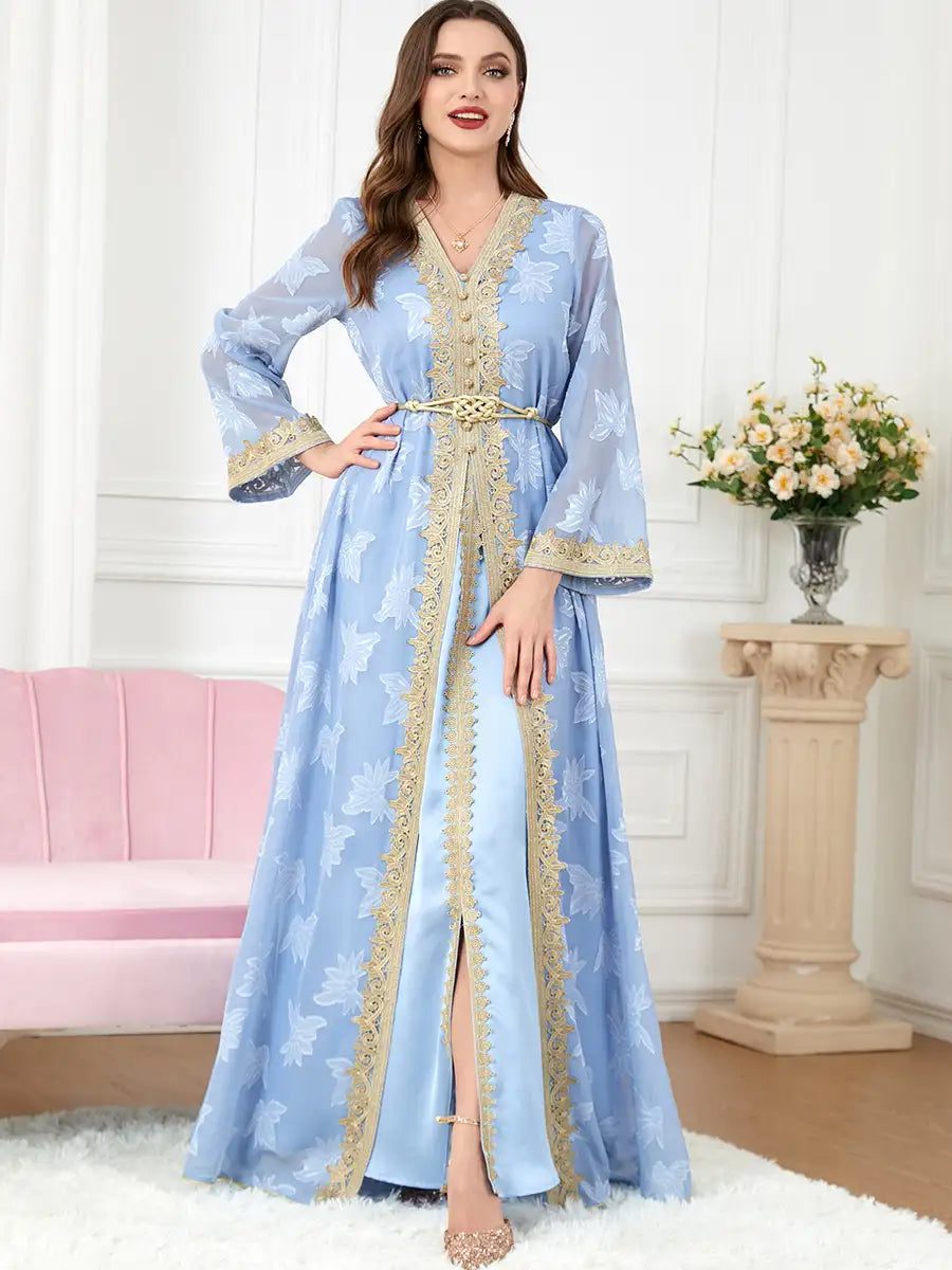 3213 Arab Abaya Women's Moroccan Two-piece Dress