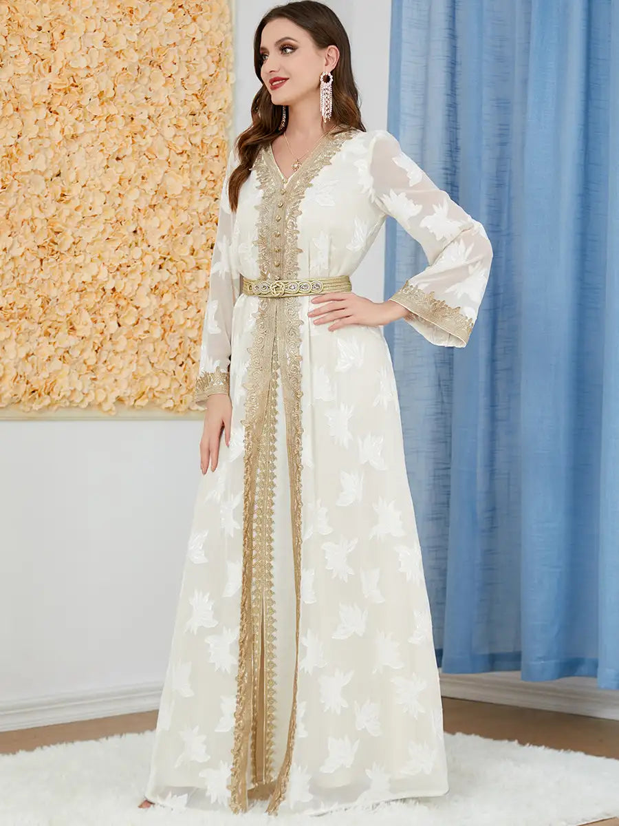 3213 Arab Abaya Women's Moroccan Two-piece Dress