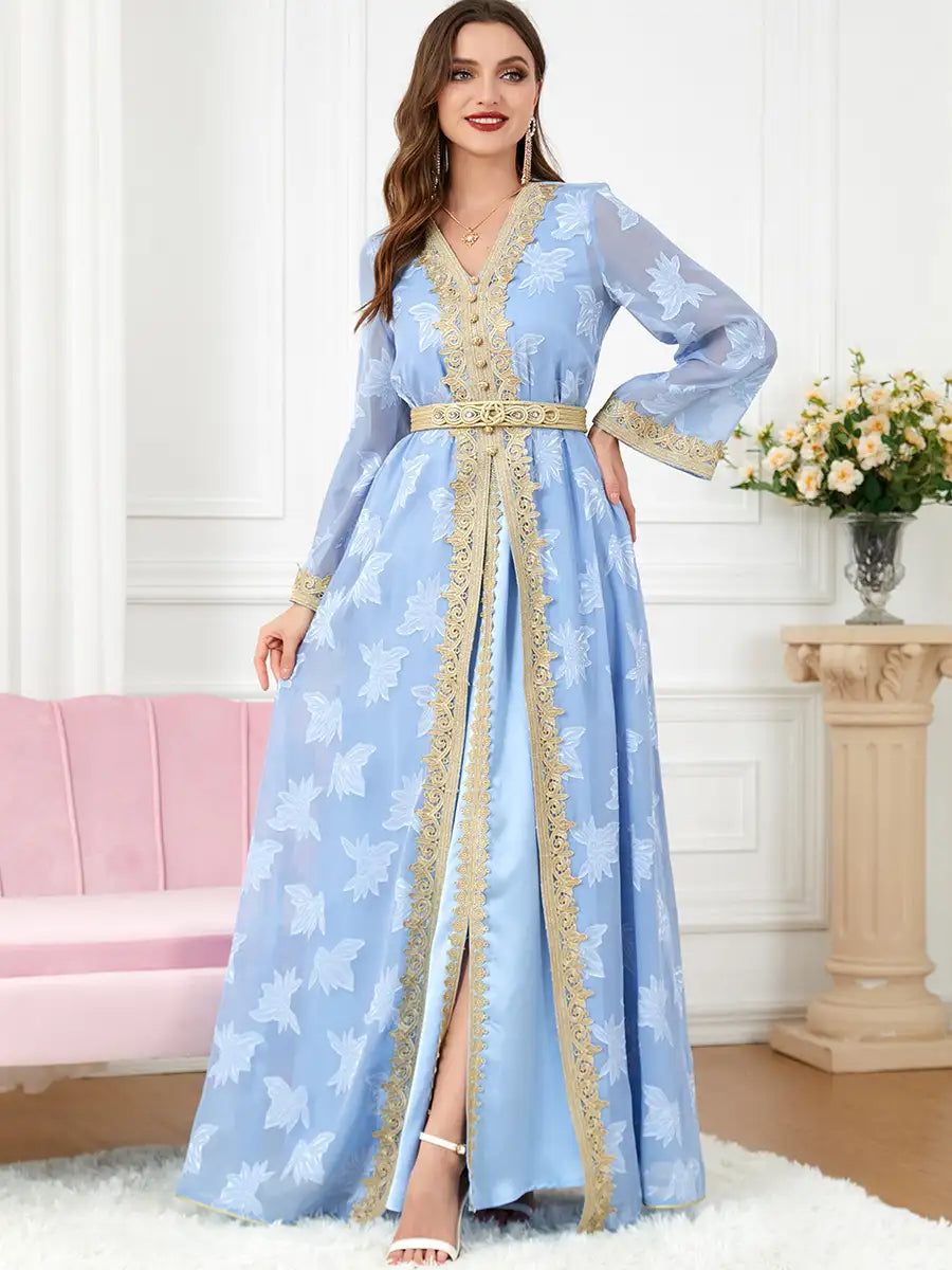 3213 Arab Abaya Women's Moroccan Two-piece Dress