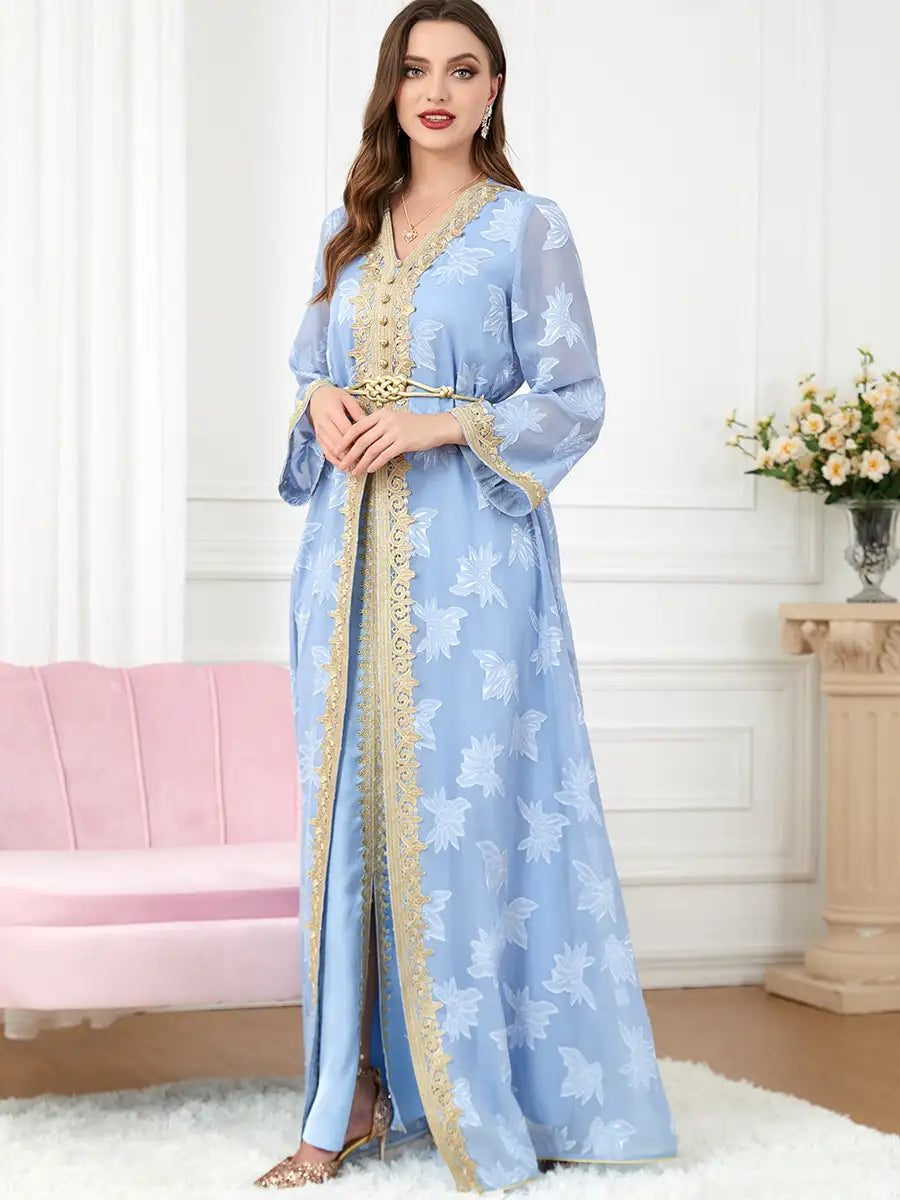 3213 Arab Abaya Women's Moroccan Two-piece Dress