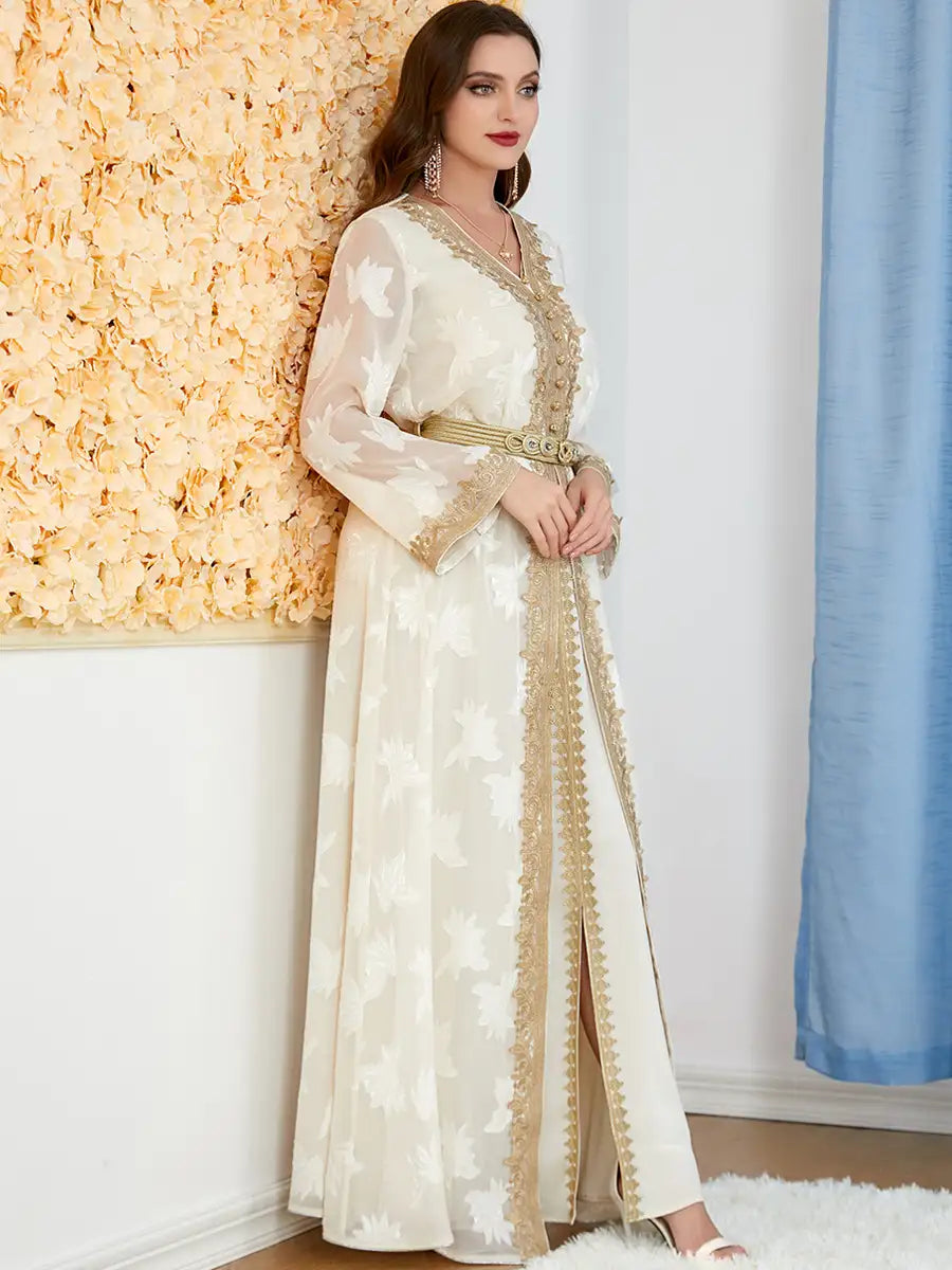 3213 Arab Abaya Women's Moroccan Two-piece Dress