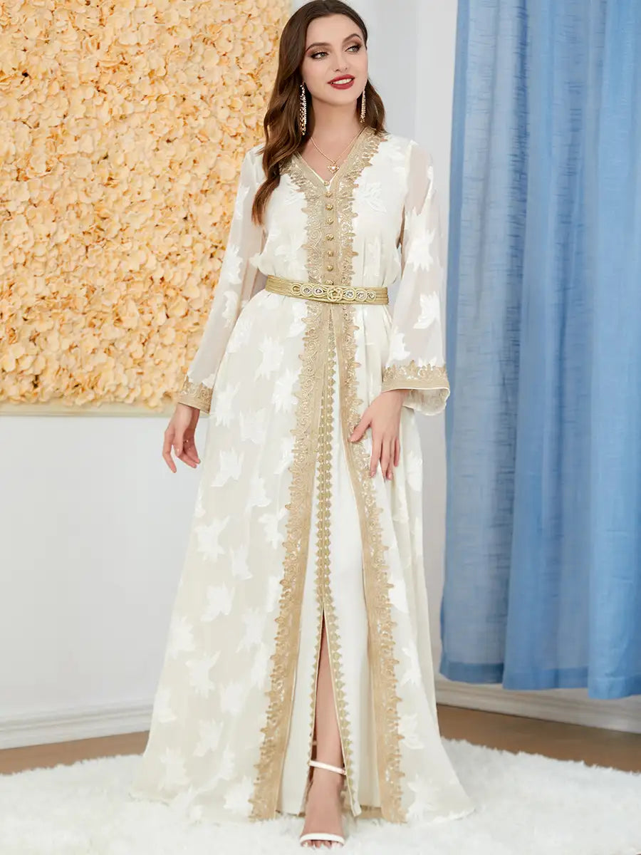 3213 Arab Abaya Women's Moroccan Two-piece Dress