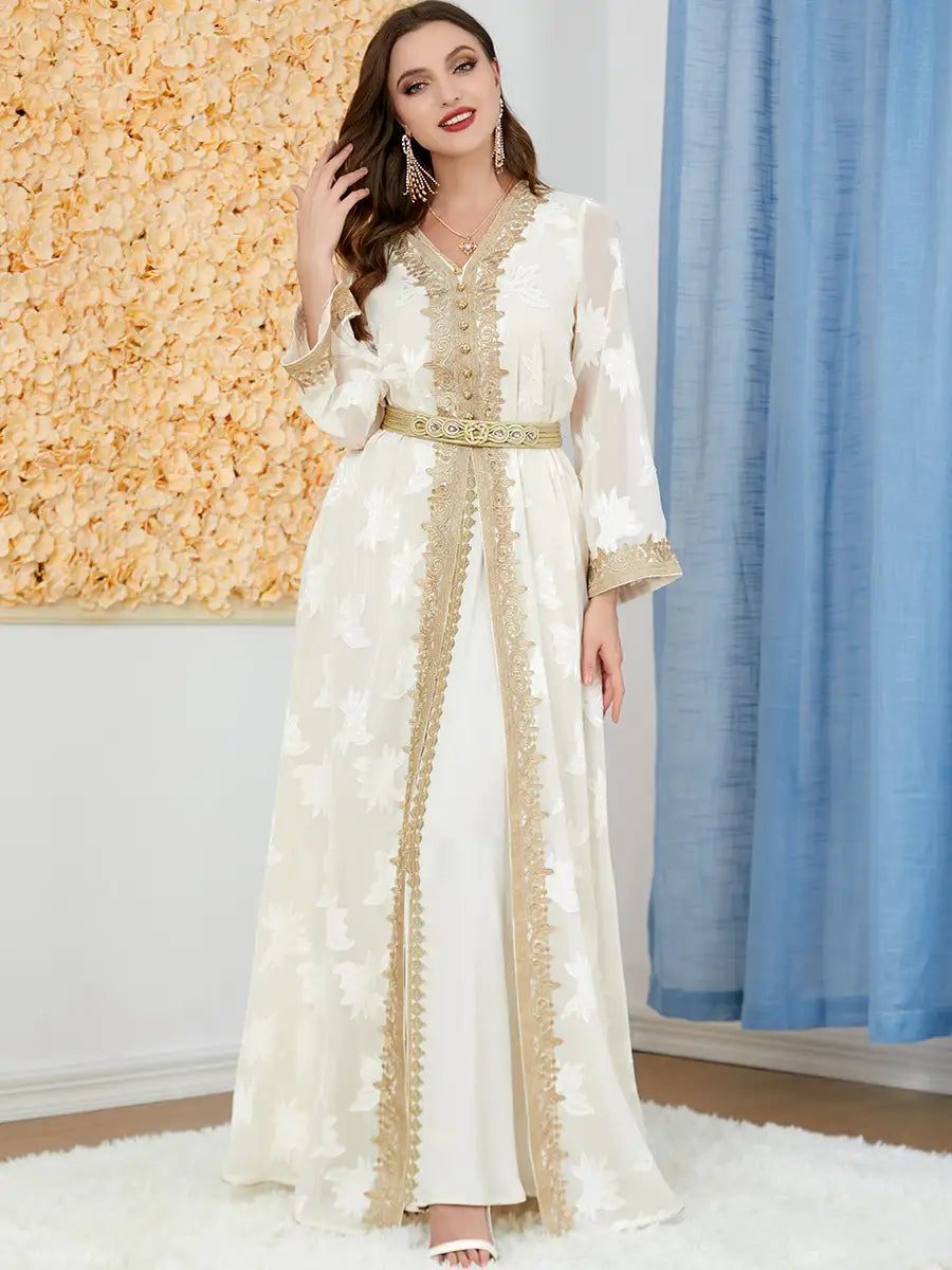 3213 Arab Abaya Women's Moroccan Two-piece Dress