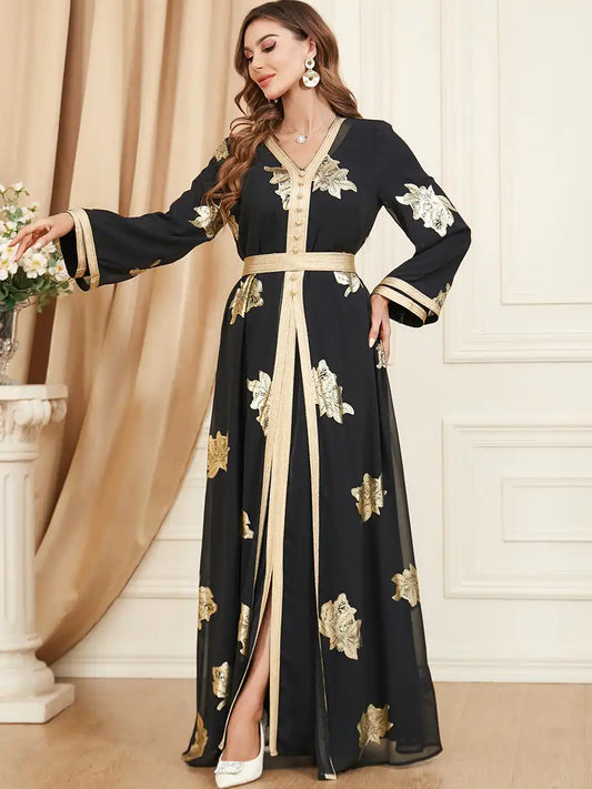 3371 Muslim robe Abaya Two-piece Dress