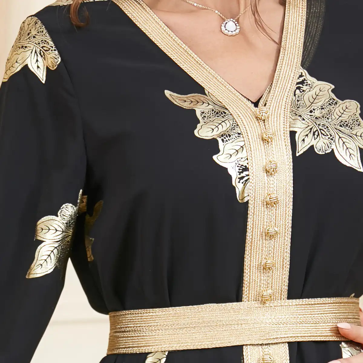3371 Muslim robe Abaya Two-piece Dress