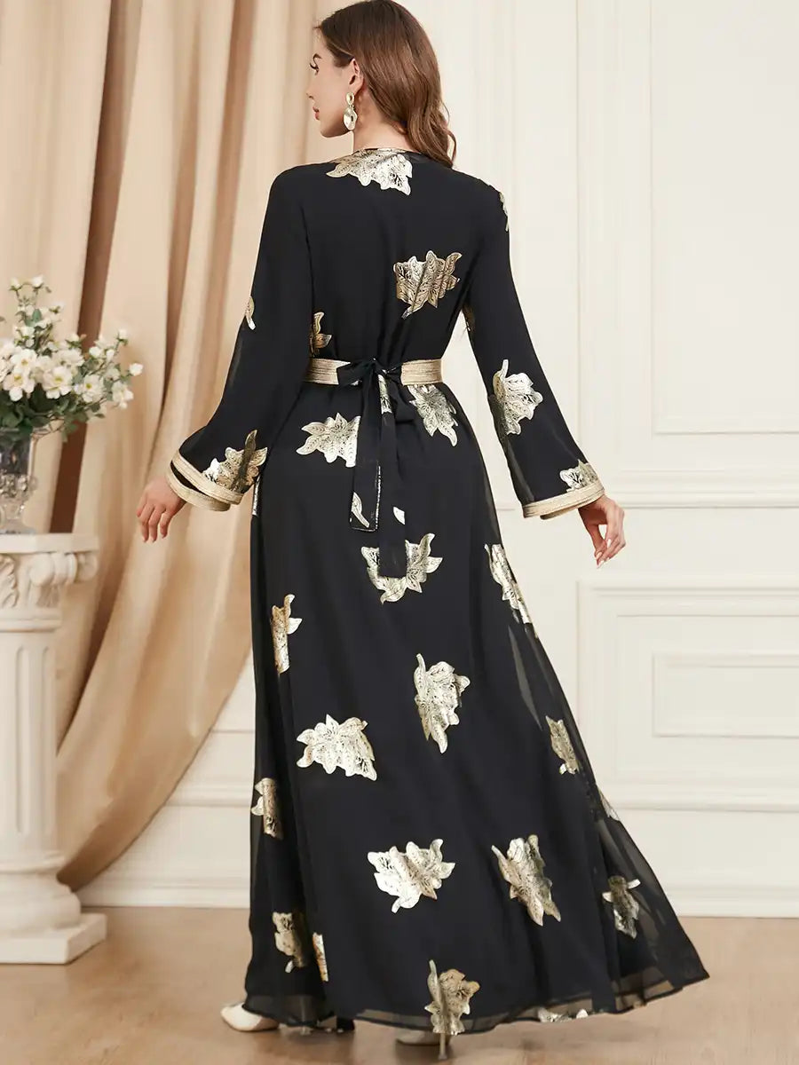 3371 Muslim robe Abaya Two-piece Dress