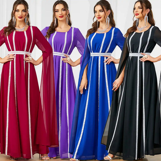 3601 Dubai Ultra-long Sleeve Evening Dress Muslim Women's Clothing