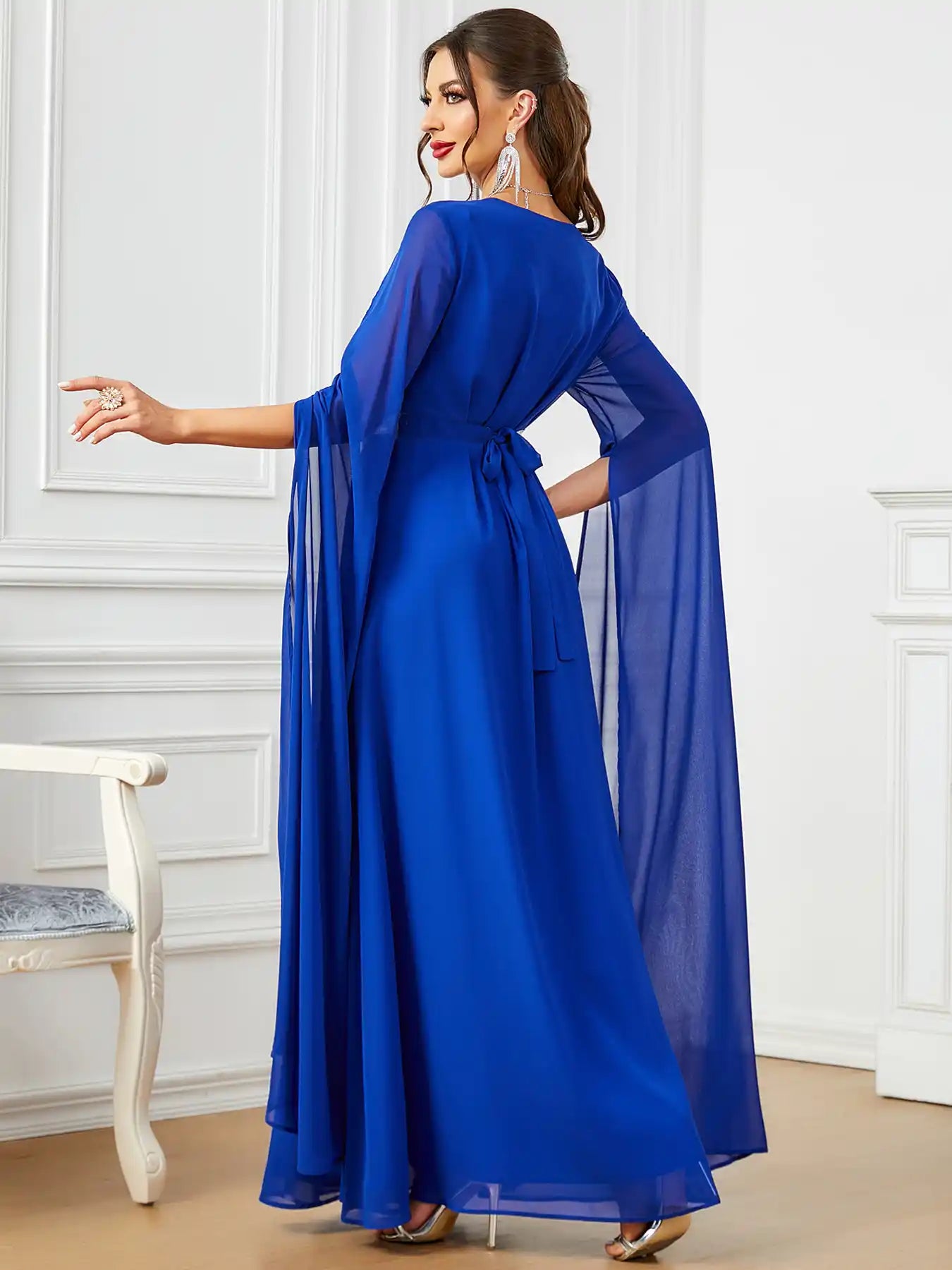3601 Dubai Ultra-long Sleeve Evening Dress Muslim Women's Clothing