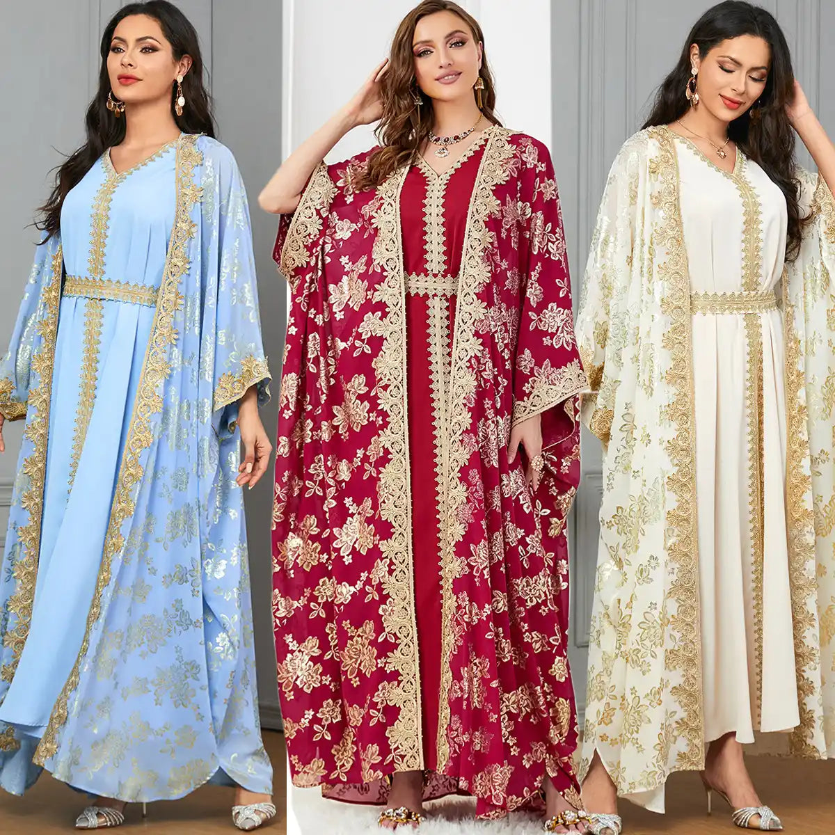 3665 Moroccan Two-piece Cardigan Robe Dubai Dress
